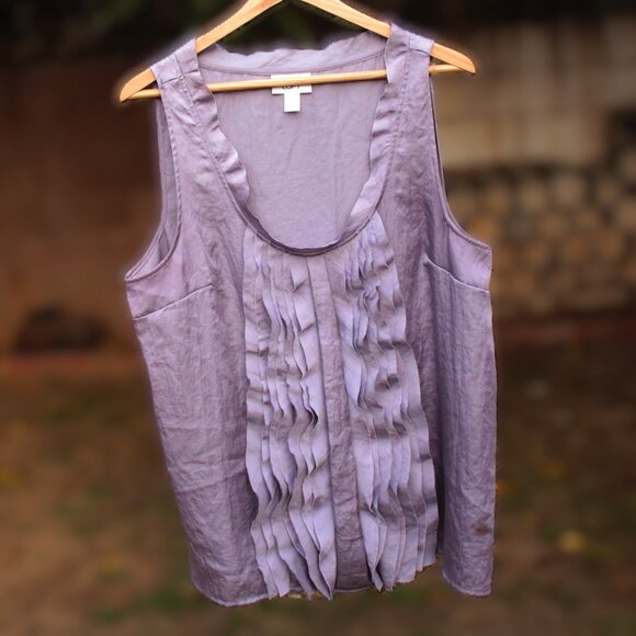 Ann Taylor Loft Lavender Sleeveless Top with Ruffled Bib XL - Picture 1 of 1